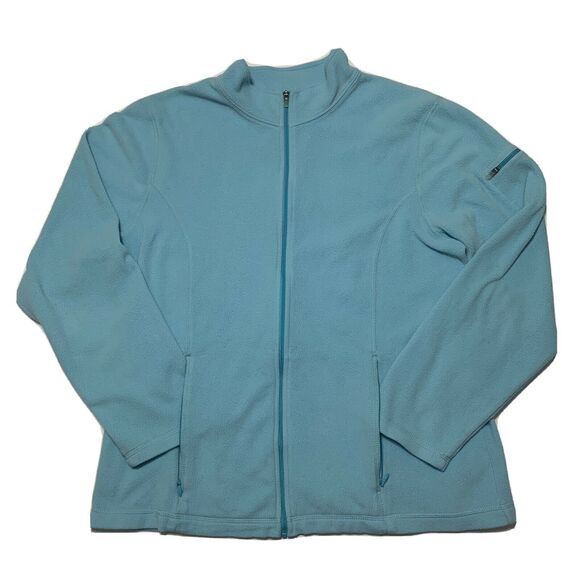 L.L. Bean Fleece Jacket Sweatshirt Large Womens Blue Long Sleeve Full Zip Pocket - Picture 6 of 8